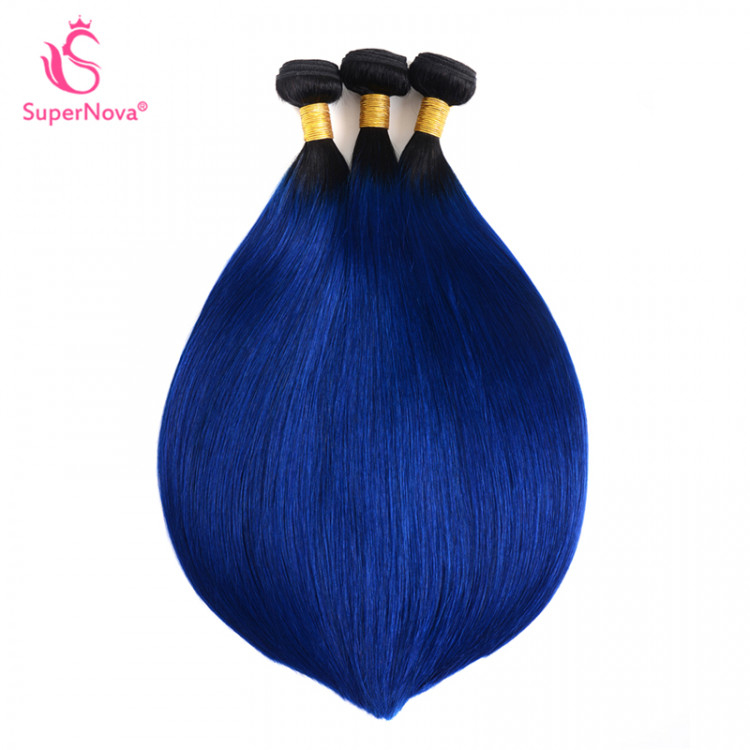 Heat Resistant Synthetic Hair Ombre Three Tone Color 1b/Blue/Sky